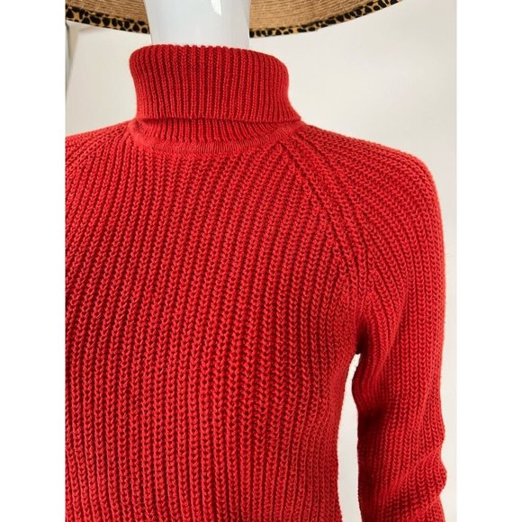 One Step Up Womens Pullover Sweater Red Ramie Blend Long Sleeve Turtleneck M - Picture 4 of 12